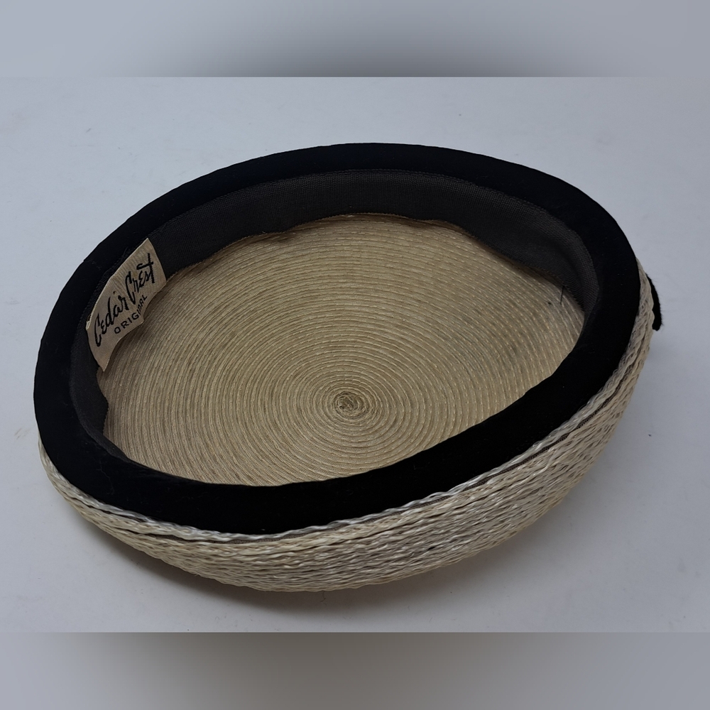 Cedar Crest Original Women's Vintage 60s 50s Hat Straw Beret Oval Size 7 - Picture 10 of 15